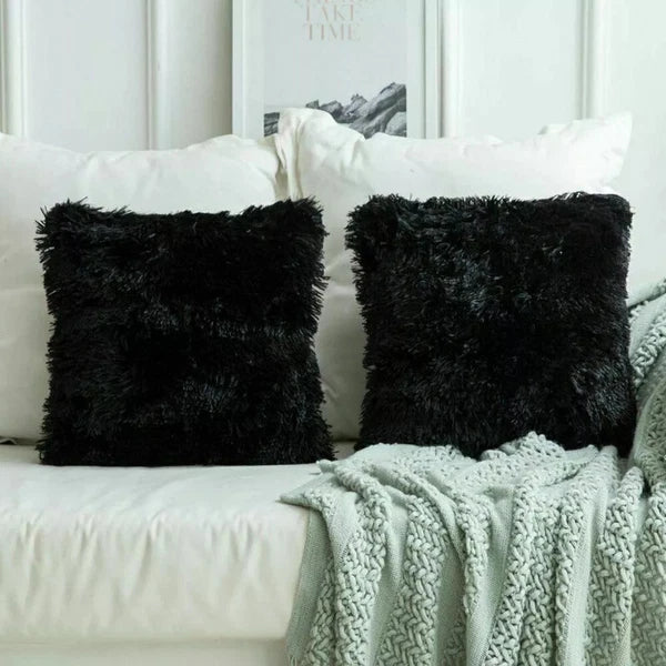 40CM x 40CM Fluffy Pillow Case Faux Soft Plush Cover Cushion Home Bed Sofa Decor
