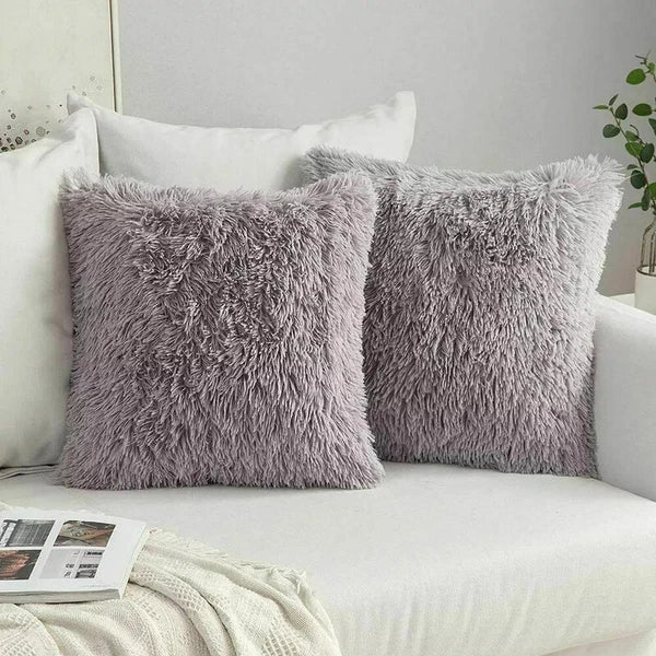 40CM x 40CM Fluffy Pillow Case Faux Soft Plush Cover Cushion Home Bed Sofa Decor