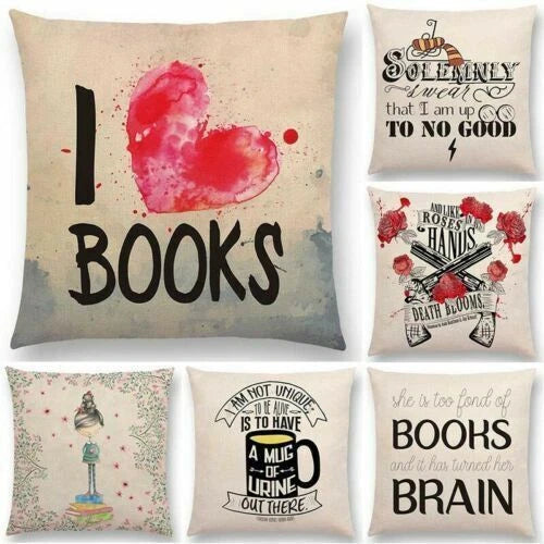 Pillow Series Sofa Letters Cushion Case Books Read Decorative Cover Study Time