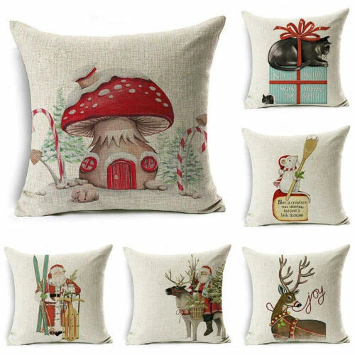 pillow Sofa Cover Reindeer Case Cushion Santa Christmas Throw Dear Claus Dog