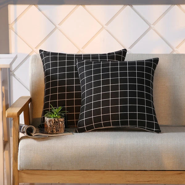LINEN DOUBLE SIDE SQUARES CUSHION COVER PILLOW CASE HOME SOFA DECOR 18'' X 18''