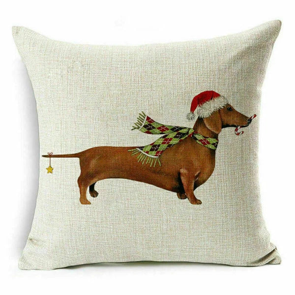 pillow Sofa Cover Reindeer Case Cushion Santa Christmas Throw Dear Claus Dog