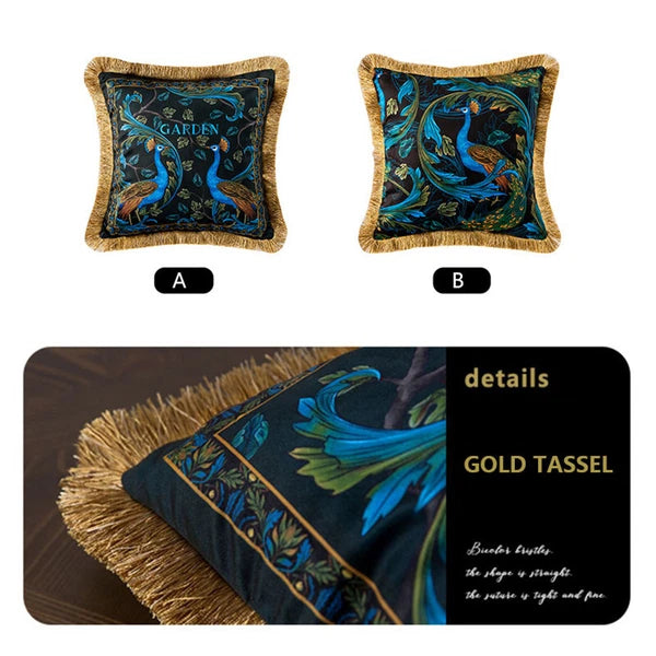 Luxury 18x18in Royal Peacock Velvet Throw Pillow Covers Sofa Bed Cushion Covers