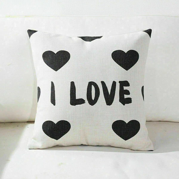 Decor Cushion Pillow White Case Love Home  Black Sofa Waist 18"
