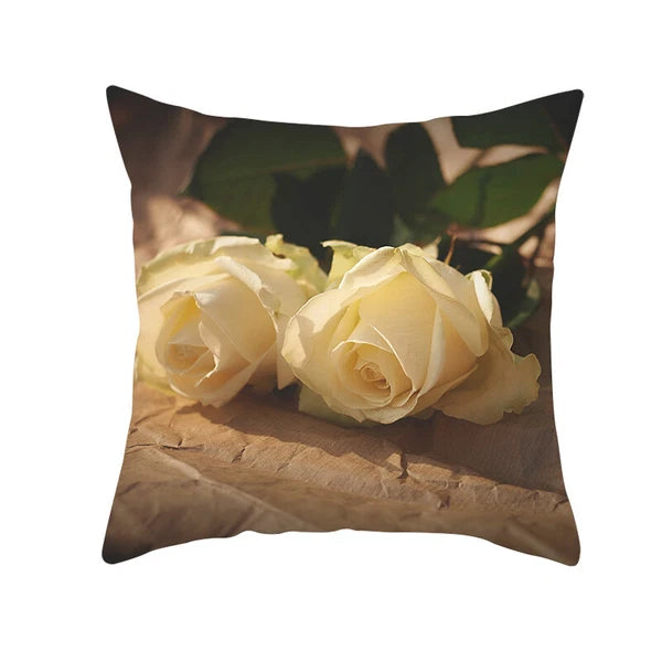 18''X18'' LOVE FLOWER ROSE POLYESTER CUSHION COVER PILLOW CASE HOME SOFA DECOR