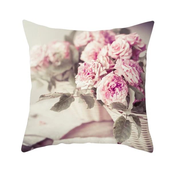 18''X18'' LOVE FLOWER ROSE POLYESTER CUSHION COVER PILLOW CASE HOME SOFA DECOR