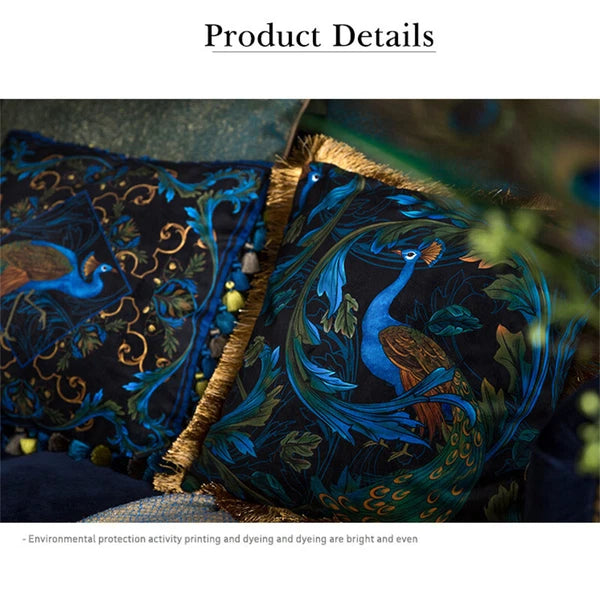 Luxury 18x18in Royal Peacock Velvet Throw Pillow Covers Sofa Bed Cushion Covers