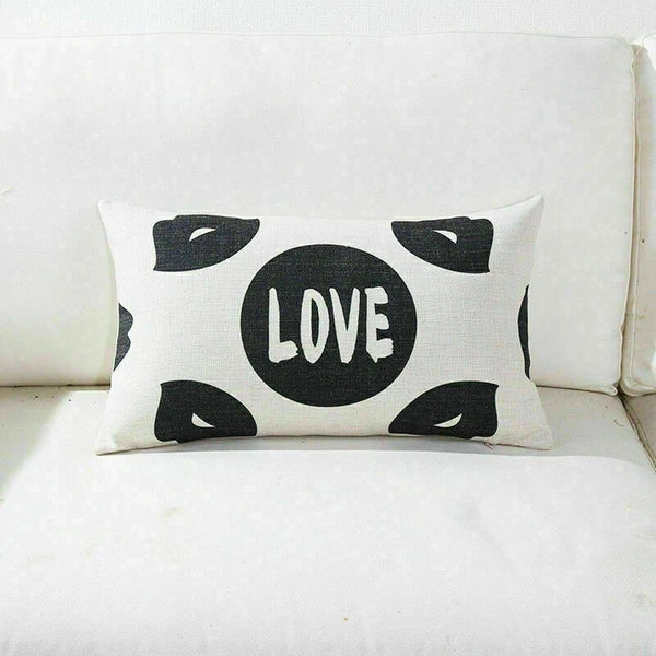 Decor Cushion Pillow White Case Love Home  Black Sofa Waist 18"