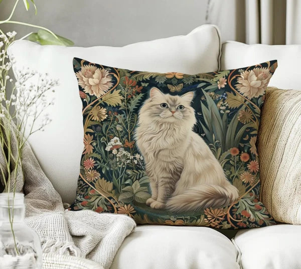 Cat Print Pillow Cover Floral Butterfly Print Throw Cushion Case -Sofa Couch Bed