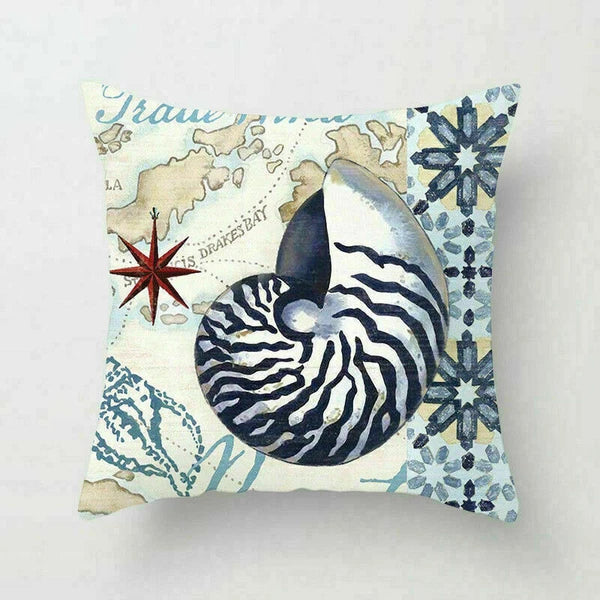 18" Retro Sea Animal Pillow Case Cover Throw Cushion Decor Polyester Sofa Home
