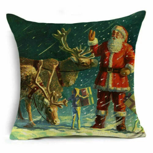 Christmas Sofa Pillow Case Decor Cushion Xmas Home Throw Cover 18"