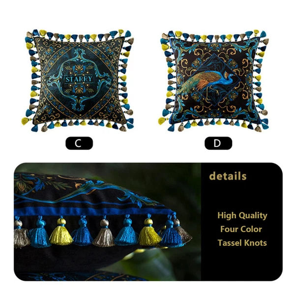 Luxury 18x18in Royal Peacock Velvet Throw Pillow Covers Sofa Bed Cushion Covers