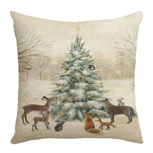 2024 NEW CHRISTMAS NEW YEAR POLYESTER CUSHION COVER PILLOW CASE HOME SOFA DECOR