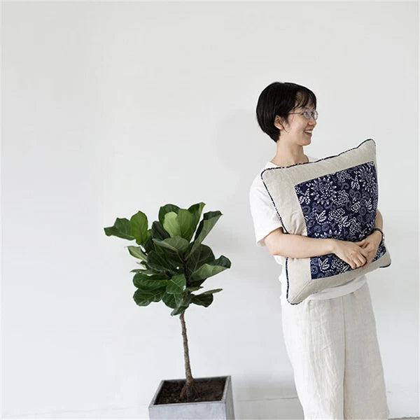 22x22 in Vintage Cotton Linen Throw Pillow Covers Case Sofa Bed Cushion Covers