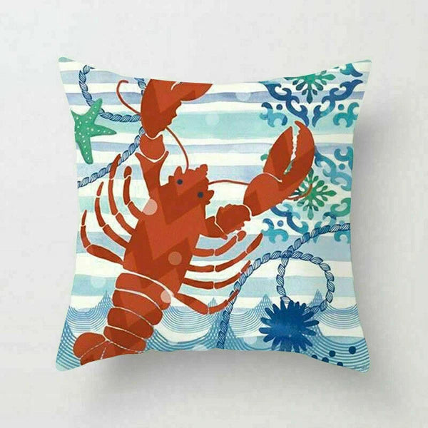 18" Retro Sea Animal Pillow Case Cover Throw Cushion Decor Polyester Sofa Home