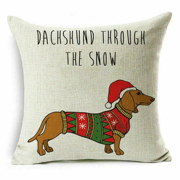 pillow Sofa Cover Reindeer Case Cushion Santa Christmas Throw Dear Claus Dog