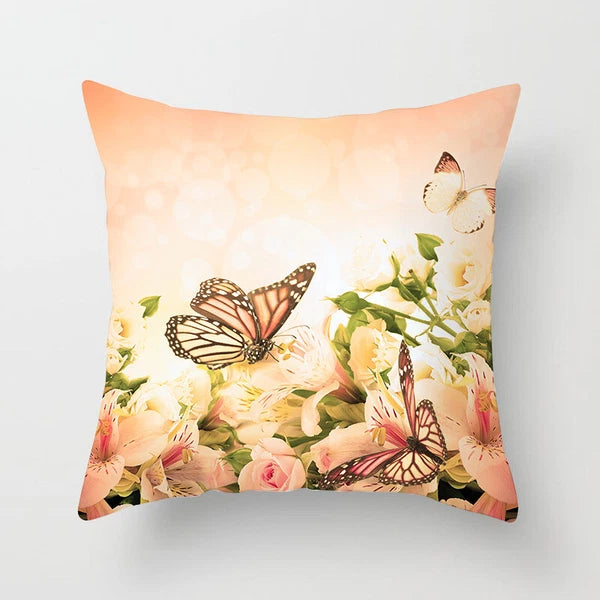 BUTTERFLY FLOWER POLYESTER CUSHION COVER PILLOW CASE HOME SOFA DECOR 45X45 UK