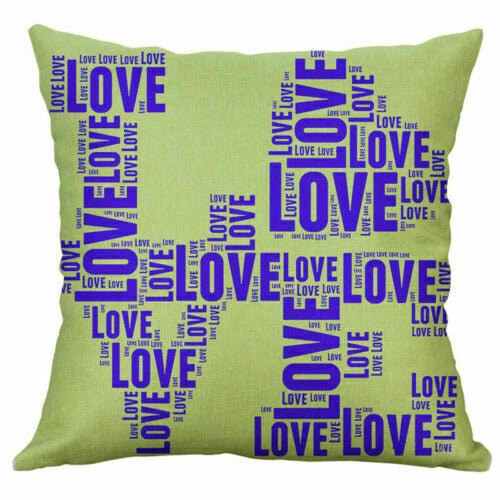 Love Letter Cover Pillow Case Print Home Cushion Cotton 18" Decor Sofa