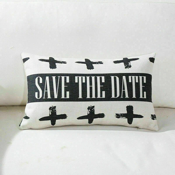 Decor Cushion Pillow White Case Love Home  Black Sofa Waist 18"