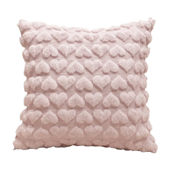 45cm Plush Heart Jacquard Throw Pillow Cover Sofa Car Seat Back Cushion Case
